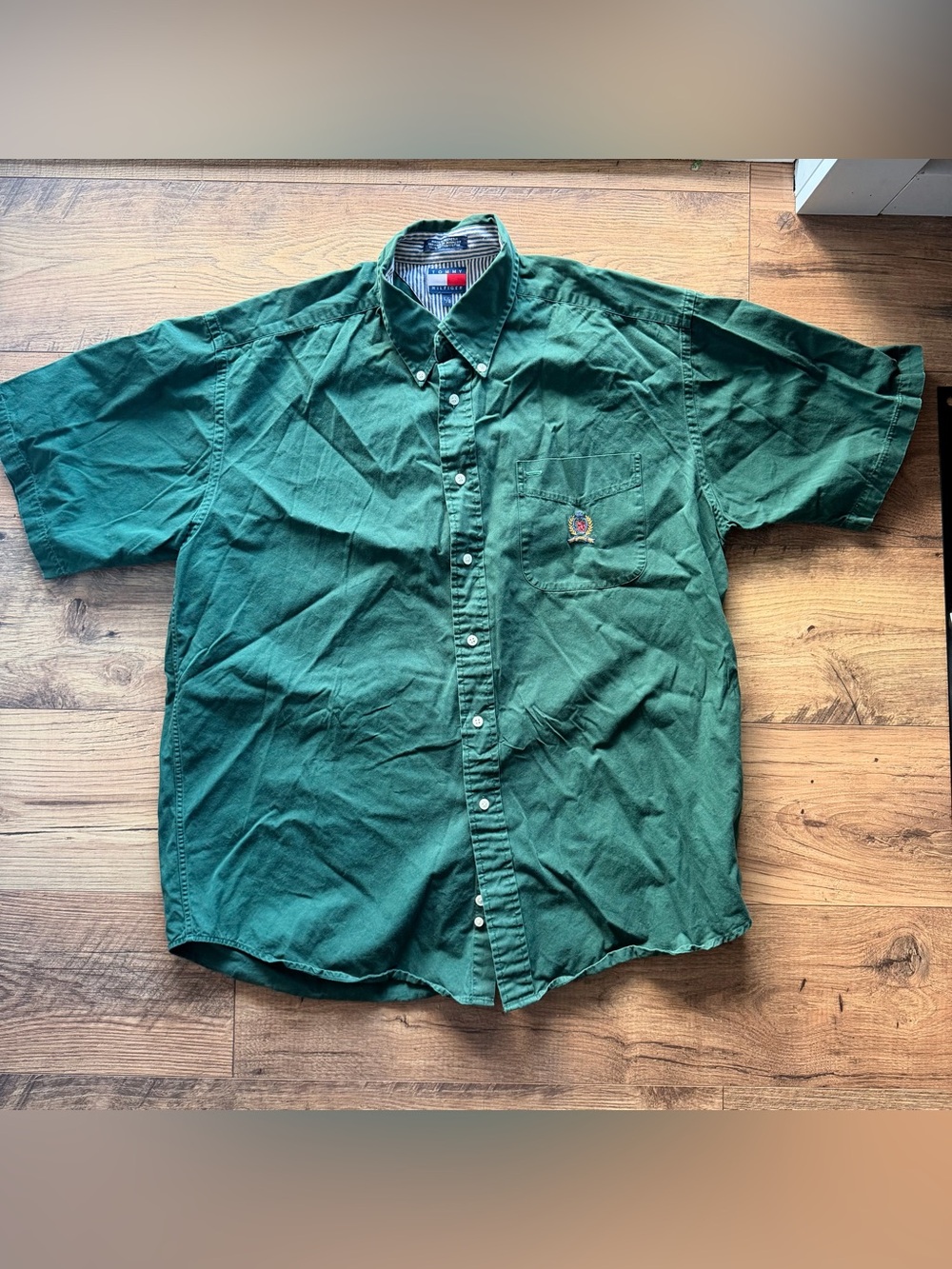 Vintage Tommy Hilfiger Forest Green Short-Sleeve Button-Down Shirt